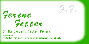 ferenc fetter business card